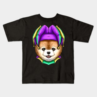 Cute Bear with Jester Hat for Mardi Gras Kids T-Shirt